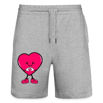 Coeur Bande Dessinée - Short de jogging bio TRAINER Stanley/Stella unisexe - gris chiné - Devant - Nik (191cm) & Marisol (170cm)