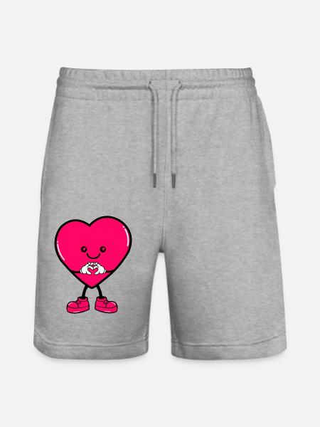 Heart Comic - Stanley/Stella Trainer Unisex Organic Jogging Shorts - heather grey