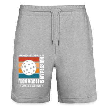 Floorball - Stanley/Stella Trainer Unisex Organic Jogging Shorts - heather grey - Front - Nik (191cm) & Marisol (170cm)