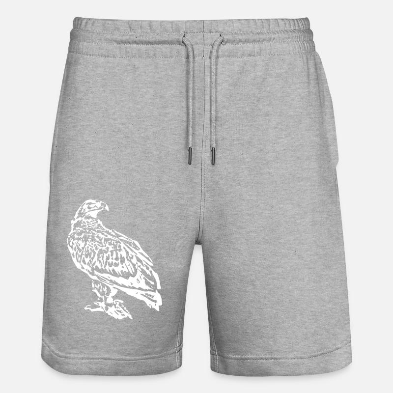 Oiseau faucon oiseaux blancs - Short de jogging bio TRAINER Stanley/Stella unisexe - gris chiné