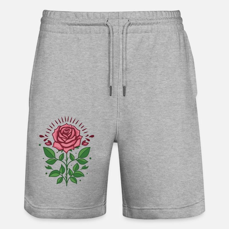 Fleur de rose - Short de jogging bio TRAINER Stanley/Stella unisexe - gris chiné