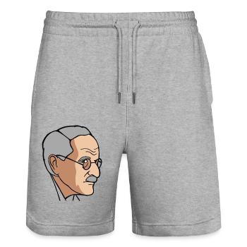 Jungian - Carl Gustav Jung - Portrait Edition - Stanley/Stella Trainer Unisex Organic Jogging Shorts - heather grey - Front - Nik (191cm) & Marisol (170cm)
