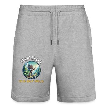 Old but Gold and Hiking - Stanley/Stella Trainer Unisex Organic Jogging Shorts - heather grey - Front - Nik (191cm) & Marisol (170cm)