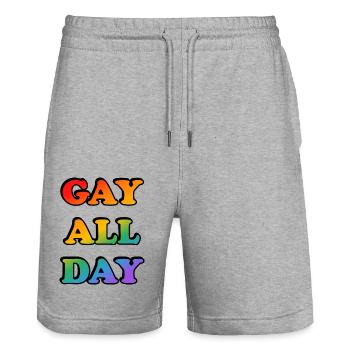 Schwul Den ganzen Tag Regenbogenfarben - Stanley/Stella Unisex Bio Joggingshorts Trainer  - Grau meliert - Vorne - Nik (191cm) & Marisol (170cm)