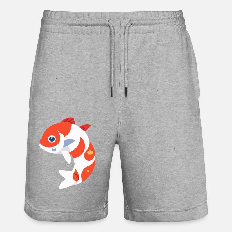 Poisson koï blanc et rouge - Short de jogging bio TRAINER Stanley/Stella unisexe - gris chiné