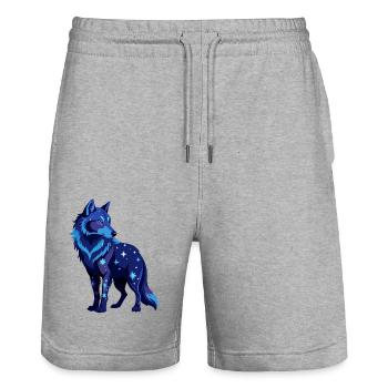 Galaktischer Wolf - Stanley/Stella Unisex Bio Joggingshorts Trainer  - Grau meliert - Vorne - Nik (191cm) & Marisol (170cm)