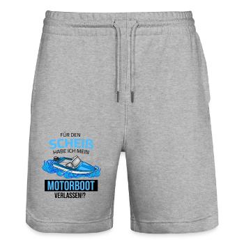 für den scheiß habe ich mein motorboot verlassen - Stanley/Stella Unisex Bio Joggingshorts Trainer  - Grau meliert - Vorne - Nik (191cm) & Marisol (170cm)