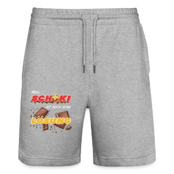 Kein Schoki ist auch keine Lösung Schokolade - Stanley/Stella Unisex Bio Joggingshorts Trainer  - Grau meliert - Vorne - Nik (191cm) & Marisol (170cm)