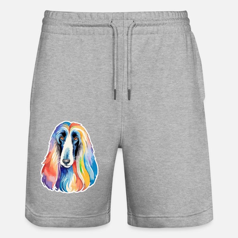 Lévrier afghan aquarelle - Short de jogging bio TRAINER Stanley/Stella unisexe - gris chiné
