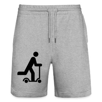 Scooter Tretroller Ich liebe mein Trottinett - Stanley/Stella Unisex Bio Joggingshorts Trainer  - Grau meliert - Vorne - Nik (191cm) & Marisol (170cm)