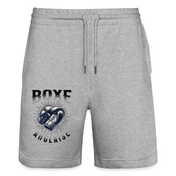 Boxe anglaise,cadeau pour boxeur et boxeuse - Short de jogging bio TRAINER Stanley/Stella unisexe - gris chiné - Devant - Nik (191cm) & Marisol (170cm)