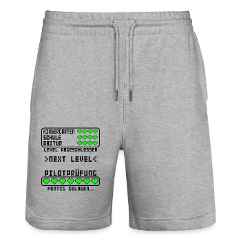 Pilotenprüfung Flugschein Hubschrauber bestanden - Stanley/Stella Unisex Bio Joggingshorts Trainer  - Grau meliert - Vorne - Nik (191cm) & Marisol (170cm)