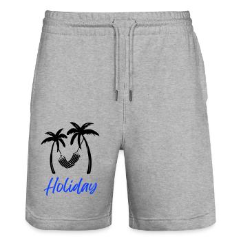 Vacances Relax Palms1 - Short de jogging bio TRAINER Stanley/Stella unisexe - gris chiné - Devant - Nik (191cm) & Marisol (170cm)