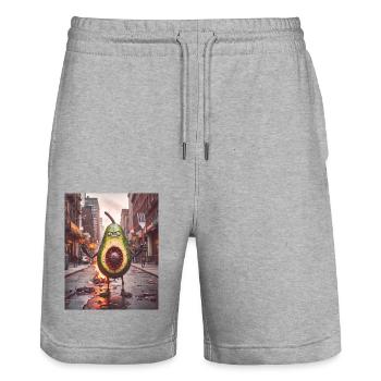 légumes chute Apocalypse Monster avocat - Short de jogging bio TRAINER Stanley/Stella unisexe - gris chiné - Devant - Nik (191cm) & Marisol (170cm)