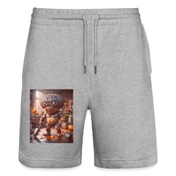 légumes chute Apocalypse Monster pomme de terre - Short de jogging bio TRAINER Stanley/Stella unisexe - gris chiné - Devant - Nik (191cm) & Marisol (170cm)