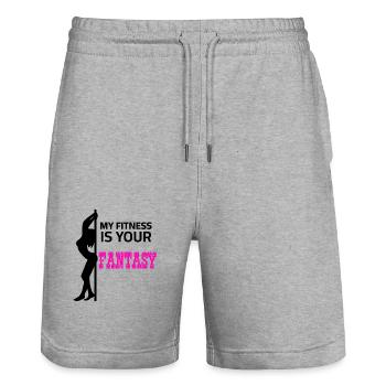 Pole dance fitness Sports Danse Hobby Cours de danse - Short de jogging bio TRAINER Stanley/Stella unisexe - gris chiné - Devant - Nik (191cm) & Marisol (170cm)