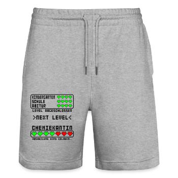 Chemikantin Ausbildung Beginn für Mädchen Baby - Stanley/Stella Unisex Bio Joggingshorts Trainer  - Grau meliert - Vorne - Nik (191cm) & Marisol (170cm)