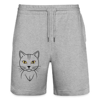 Stylische Goldkatze - Stanley/Stella Unisex Bio Joggingshorts Trainer  - Grau meliert - Vorne - Nik (191cm) & Marisol (170cm)