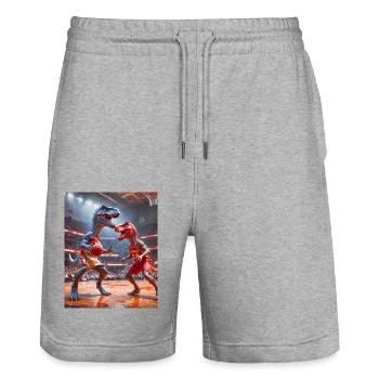 Dinos leben heute – Basketball spielen Dinosaurier - Stanley/Stella Unisex Bio Joggingshorts Trainer  - Grau meliert - Vorne - Nik (191cm) & Marisol (170cm)