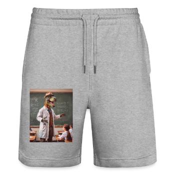 Dinos leben heute – Arbeit als Lehrer - Stanley/Stella Unisex Bio Joggingshorts Trainer  - Grau meliert - Vorne - Nik (191cm) & Marisol (170cm)