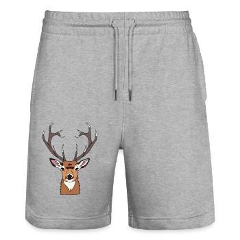 Cerf - Short de jogging bio TRAINER Stanley/Stella unisexe - gris chiné - Devant - Nik (191cm) & Marisol (170cm)