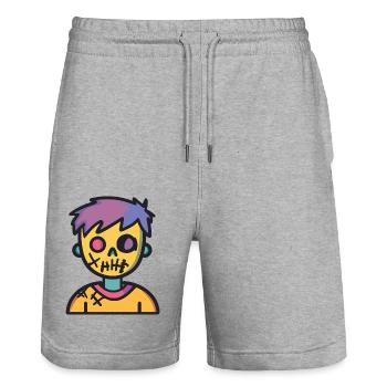 Zombie Halloween Gruselig - Stanley/Stella Unisex Bio Joggingshorts Trainer  - Grau meliert - Vorne - Nik (191cm) & Marisol (170cm)