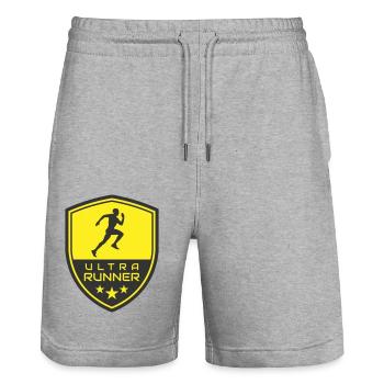 LOGO DE L’ULTRA RUNNER - Short de jogging bio TRAINER Stanley/Stella unisexe - gris chiné - Devant - Nik (191cm) & Marisol (170cm)