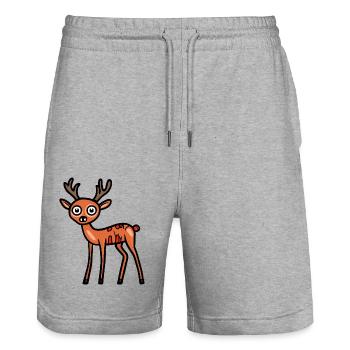 Hirsch Halloween Comic Lustig - Stanley/Stella Unisex Bio Joggingshorts Trainer  - Grau meliert - Vorne - Nik (191cm) & Marisol (170cm)