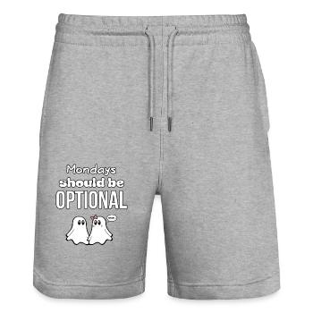 GHOST QUOTES 05 - Stanley/Stella Trainer Unisex Organic Jogging Shorts - heather grey - Front - Nik (191cm) & Marisol (170cm)