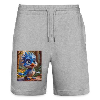 Super süße Vögel auf der ganzen Welt – Blauhäher - Stanley/Stella Unisex Bio Joggingshorts Trainer  - Grau meliert - Vorne - Nik (191cm) & Marisol (170cm)