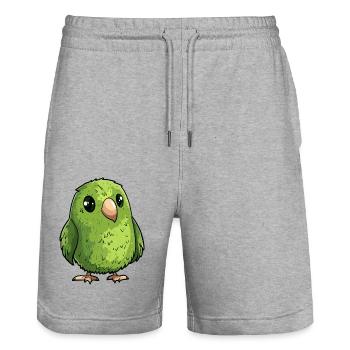 petit kakapo de Nouvelle-Zélande - Short de jogging bio TRAINER Stanley/Stella unisexe - gris chiné - Devant - Nik (191cm) & Marisol (170cm)