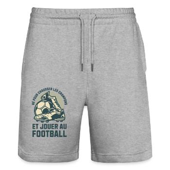 NÉ POUR JOUER AU FOOTBALL - Short de jogging bio TRAINER Stanley/Stella unisexe - gris chiné - Devant - Nik (191cm) & Marisol (170cm)