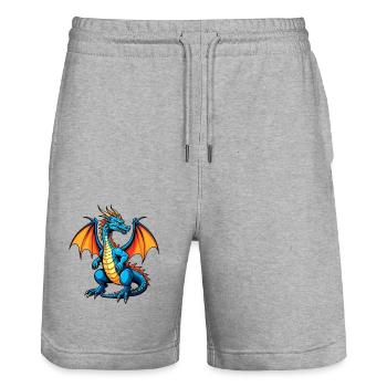 Blauer Dragon - Stanley/Stella Unisex Bio Joggingshorts Trainer  - Grau meliert - Vorne - Nik (191cm) & Marisol (170cm)