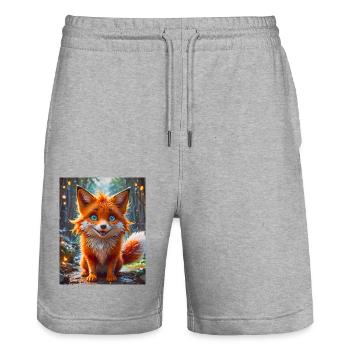 Animaux super mignons dans une forêt – renard roux - Short de jogging bio TRAINER Stanley/Stella unisexe - gris chiné - Devant - Nik (191cm) & Marisol (170cm)