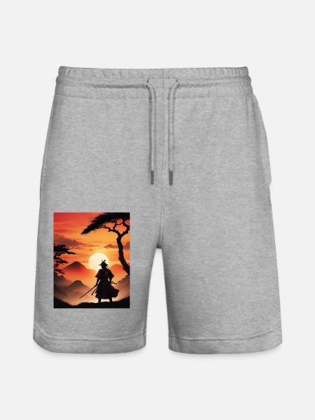 Shadow of the Warrior - Stanley/Stella Trainer Unisex Organic Jogging Shorts - heather grey
