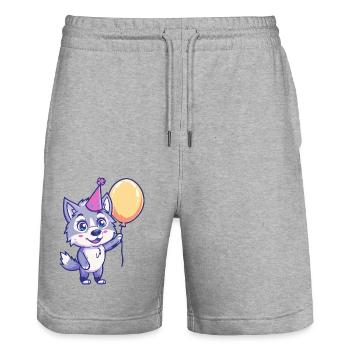 Wolf Geburtstag Comic - Stanley/Stella Unisex Bio Joggingshorts Trainer  - Grau meliert - Vorne - Nik (191cm) & Marisol (170cm)
