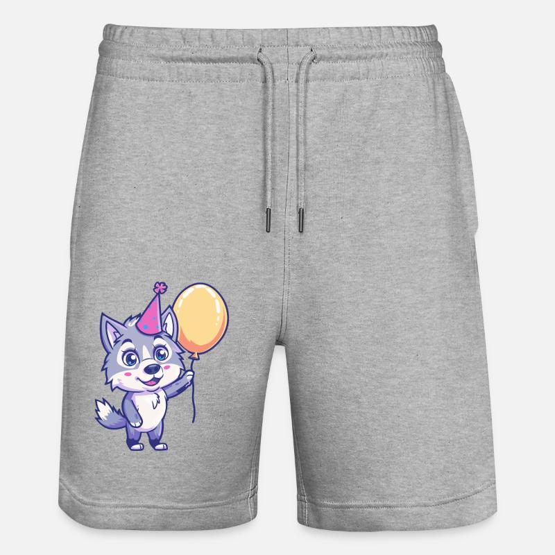 Bande dessinée d’anniversaire de loup - Short de jogging bio TRAINER Stanley/Stella unisexe - gris chiné