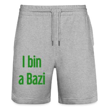 I bin a Bazi – Bayerischer Spruch mit Humor - Stanley/Stella Unisex Bio Joggingshorts Trainer  - Grau meliert - Vorne - Nik (191cm) & Marisol (170cm)