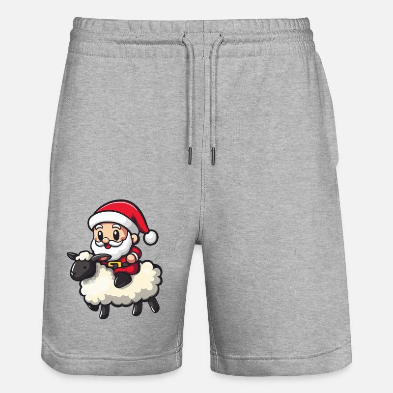 Mouton Père Noël Dessin animé - Short de jogging bio TRAINER Stanley/Stella unisexe - gris chiné