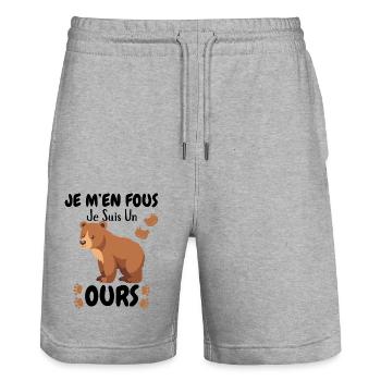 I don't care, I'm a bear - Stanley/Stella Trainer Unisex Organic Jogging Shorts - heather grey - Front - Nik (191cm) & Marisol (170cm)