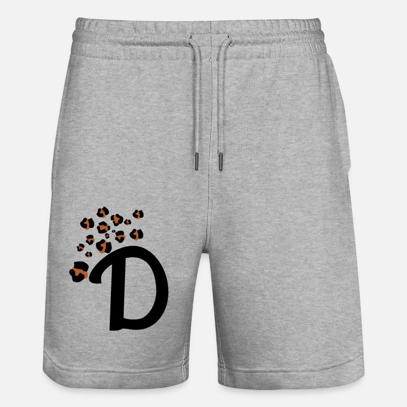 Leopard pattern letter d - Stanley/Stella Trainer Unisex Organic Jogging Shorts - heather grey