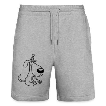 chien anniversaire réveillon nouvel an chapeau de fête célébrer crapaud - Short de jogging bio TRAINER Stanley/Stella unisexe - gris chiné - Devant - Nik (191cm) & Marisol (170cm)