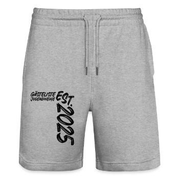 Jugendweihe Est. 2025 - Gästeliste - Stanley/Stella Unisex Bio Joggingshorts Trainer  - Grau meliert - Vorne - Nik (191cm) & Marisol (170cm)