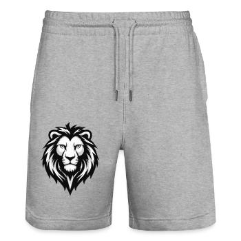 Tschetschenien-León - Stanley/Stella Unisex Bio Joggingshorts Trainer  - Grau meliert - Vorne - Nik (191cm) & Marisol (170cm)