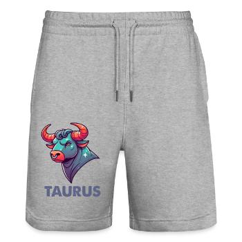 stier cartoon - Stanley/Stella Unisex Bio Joggingshorts Trainer  - Grau meliert - Vorne - Nik (191cm) & Marisol (170cm)