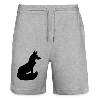 Fuchs Rotfuchs Wildes Tier Silhouette Umriss Cool - Stanley/Stella Unisex Bio Joggingshorts Trainer  - Grau meliert - Vorne - Nik (191cm) & Marisol (170cm)