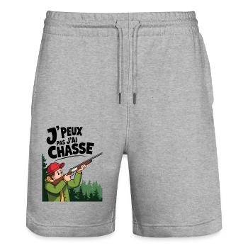 J'peux pas j'ai chasse - Short de jogging bio TRAINER Stanley/Stella unisexe - gris chiné - Devant - Nik (191cm) & Marisol (170cm)