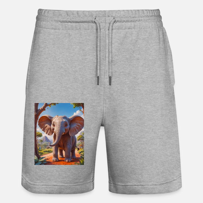 Animaux africains super mignons – éléphant - Short de jogging bio TRAINER Stanley/Stella unisexe - gris chiné