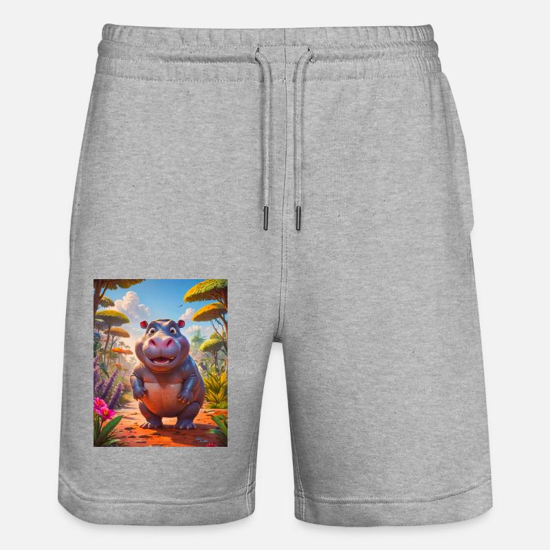 animaux africains super mignons – Hippopotame - Short de jogging bio TRAINER Stanley/Stella unisexe - gris chiné