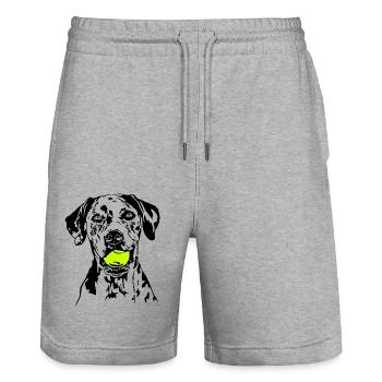 Catahoula Leopard Dog Hunde Hund Wilsigns - Stanley/Stella Trainer Unisex Organic Jogging Shorts - heather grey - Front - Nik (191cm) & Marisol (170cm)
